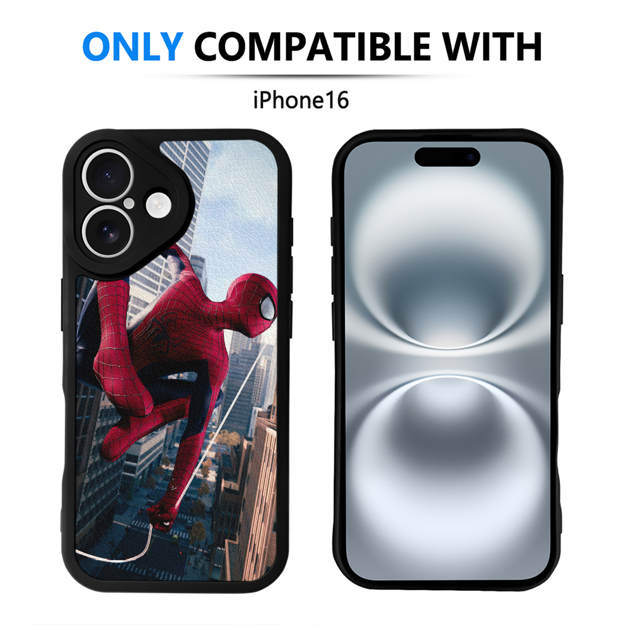 （画像用） Spider Man スパイダーマン 【iPhone 16シリーズ対応】シリコンスマホケース（レザー調） 材質：シリコン